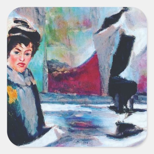 ヴィンテージポートレートと抽象芸術背景 スクエアシール (正面)