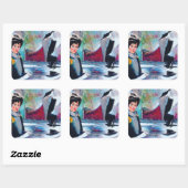 ヴィンテージポートレートと抽象芸術背景 スクエアシール (シート)