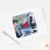 ヴィンテージポートレートと抽象芸術背景 スクエアシール (封筒)