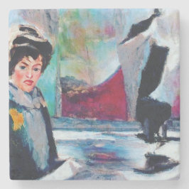 ヴィンテージポートレートと抽象芸術背景 ストーンコースター