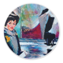 ヴィンテージポートレートと抽象芸術背景 セラミックノブ