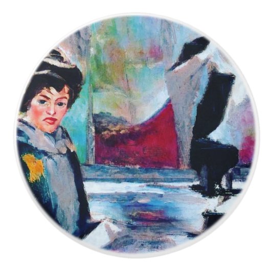 ヴィンテージポートレートと抽象芸術背景 セラミックノブ (正面)