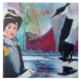 ヴィンテージポートレートと抽象芸術背景 タイル