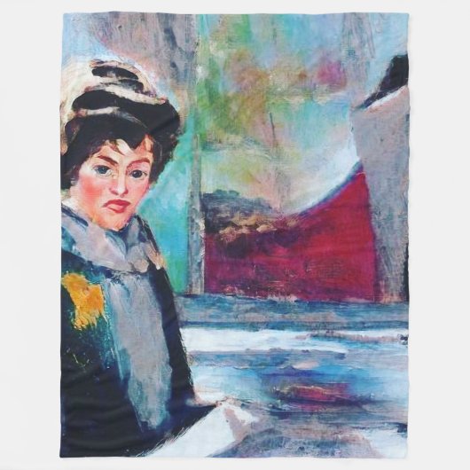 ヴィンテージポートレートと抽象芸術背景 フリースブランケット (正面)