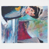 ヴィンテージポートレートと抽象芸術背景 フリースブランケット (正面(横))