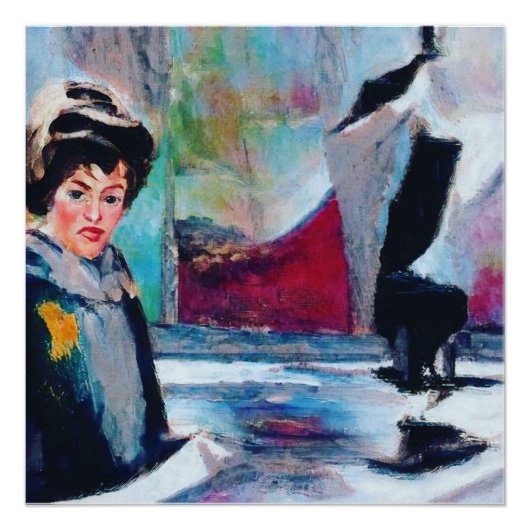 ヴィンテージポートレートと抽象芸術背景 ポスター (正面)