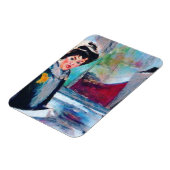 ヴィンテージポートレートと抽象芸術背景 マグネット (左側)