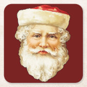 ヴィンテージポートレートのサンタクロース・クリスマス スクエアペーパーコースター (正面)