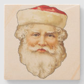 ヴィンテージポートレートのサンタクロース・クリスマス ストーンコースター (正面)