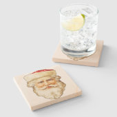 ヴィンテージポートレートのサンタクロース・クリスマス ストーンコースター (横)