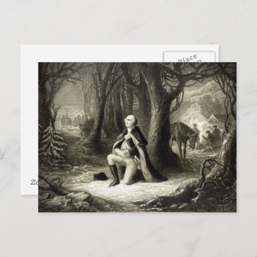 ヴィンテージポートレートのジョージ祈・ワシントン ポストカード (正面/裏面)