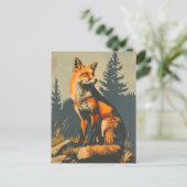 ヴィンテージポートレートの赤キツネ ポストカード (スタンド正面)