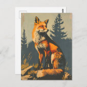 ヴィンテージポートレートの赤キツネ ポストカード (正面/裏面)
