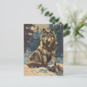 ヴィンテージポートレートオオカミ ポストカード (スタンド正面)