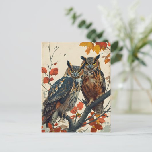 ヴィンテージポートレートフクロウ ポストカード (スタンド正面)