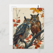 ヴィンテージポートレートフクロウ ポストカード (正面/裏面)