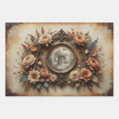 ヴィンテージポートレートフレームと花 –  ラッピングペーパーシート (正面3)