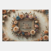 ヴィンテージポートレートフレームと花 –  ラッピングペーパーシート (正面2)