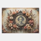 ヴィンテージポートレートフレームと花 –  ラッピングペーパーシート (正面)