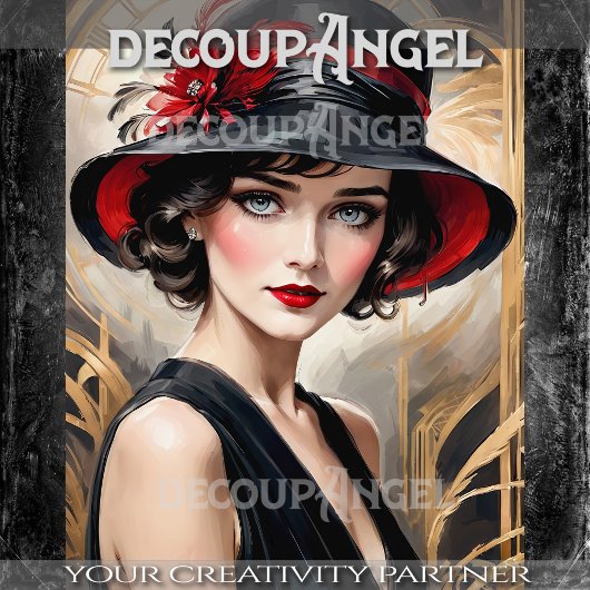 ヴィンテージポートレート – 女性のデコpage- 薄葉紙