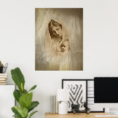 ヴィンテージポートレート、愛情のある母親の保持ベビー子 ポスター (ホームオフィス)