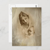 ヴィンテージポートレート、愛情のある母親の保持ベビー子 ポストカード (正面/裏面)