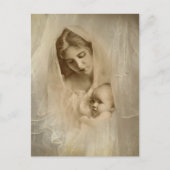 ヴィンテージポートレート、愛情のある母親の保持ベビー子 ポストカード (正面)
