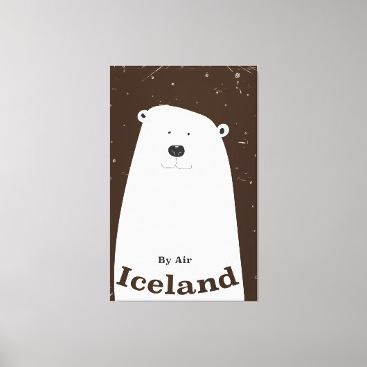 ヴィンテージポーラベアアイスランド旅行ポスター キャンバスプリント (正面)