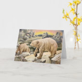 ヴィンテージポーラベアグリーティングカード カード (黄色い花)