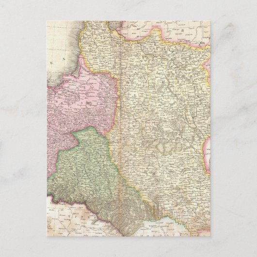 ヴィンテージポーランドの地図(1818年) ポストカード (正面)