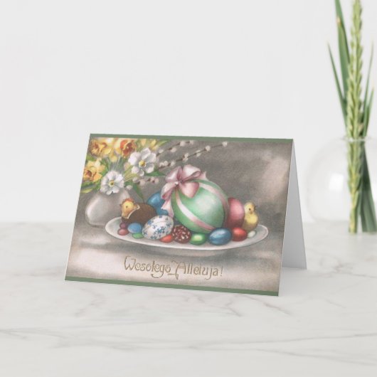 ヴィンテージポーランドイースターグリーティングカード シーズンカード (正面)