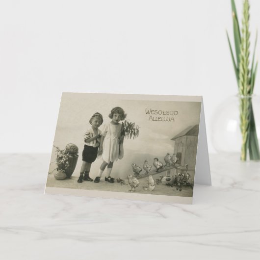 ヴィンテージポーランドイースターグリーティングカード シーズンカード (正面)