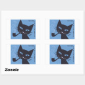 ヴィンテージポーランドマッチボックスラベル猫喫煙パイプ 長方形シール (シート)