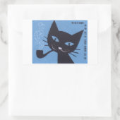 ヴィンテージポーランドマッチボックスラベル猫喫煙パイプ 長方形シール (バッグ)