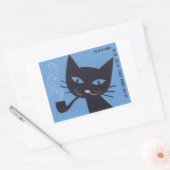 ヴィンテージポーランドマッチボックスラベル猫喫煙パイプ 長方形シール (封筒)