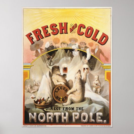 ヴィンテージポーラーベアーラガービール広告プリント ポスター (正面)