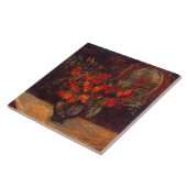 ヴィンテージポールゴーギン花フローラ赤ブーケ タイル (側面)