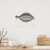 ヴィンテージポールフラウンダーパーソナライズされたテンプレート ポスター (キッチン)