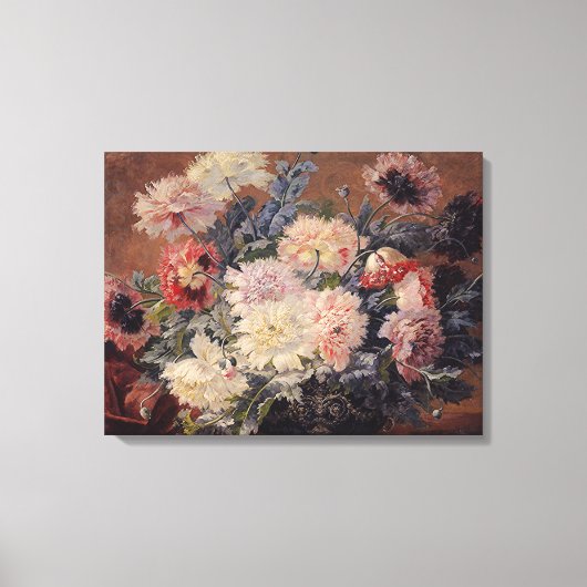 ヴィンテージポール・ビバ牡丹バスケット キャンバスプリント (正面)