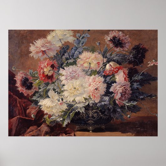 ヴィンテージポール・ビバ牡丹バスケット ポスター (正面)