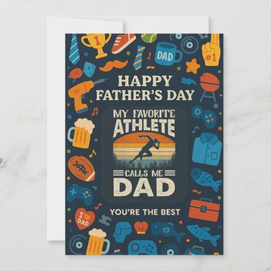 ヴィンテージマイお気に入りのアスリートコール私パパ父の日 招待状 (正面)