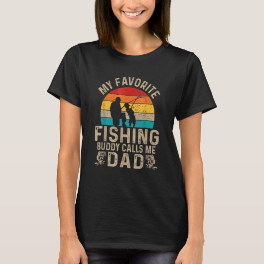 ヴィンテージマイお気に入りの魚釣りバディが私をパパFis呼び出す Tシャツ (正面)