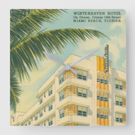 ヴィンテージマイアミアールデコスクエアウォールクロック スクエア壁時計