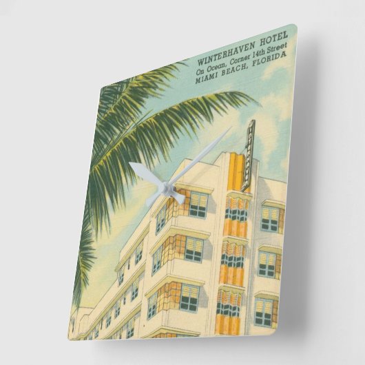 ヴィンテージマイアミアールデコスクエアウォールクロック スクエア壁時計 (傾斜)