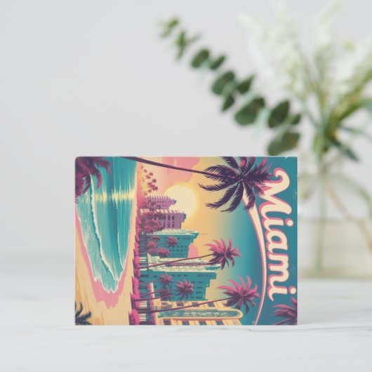 ヴィンテージマイアミビーチサンセット ポストカード (スタンド正面)