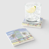 ヴィンテージマイアミビーチフロリダスクエア紙C ストーンコースター (横)