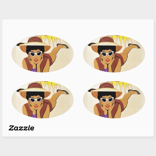 ヴィンテージマイアミビーチ 楕円形シール (シート)