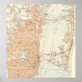 ヴィンテージマイアミフロリダの地図(1950年) ポスター (正面)