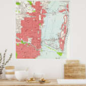 ヴィンテージマイアミフロリダの地図(1950年) 2 ポスター (キッチン)