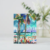 ヴィンテージマイアミフロリダウォーター絵画カラー ポストカード (スタンド正面)